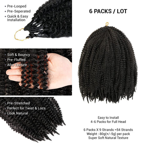 AU-THEN-TIC 18 Inch 2 Pack Afro Kinky Twist Braid Hair Pre Looped 18 Inch Springy Afro Twist Long Braiding Hair for Twist Crochet Braid Synthetic Hair Extensions (18 Inch(Pack of 2), 1-Jet Black) Find Your New Look Today!